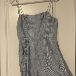 Reformation Blue and White Pinstripe jumpsuit